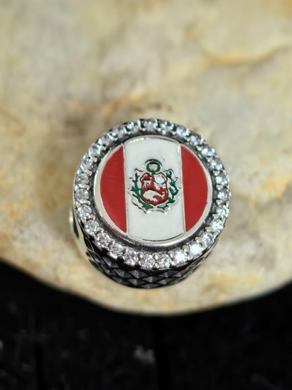 Pandora Peru Flag Bead Flag of Peru Travel Charm, S925 Silver Jewelry (Women's)
